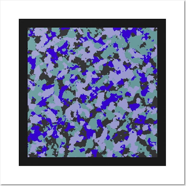 Camouflage Blue Turquoise Wall Art by Tshirtstory